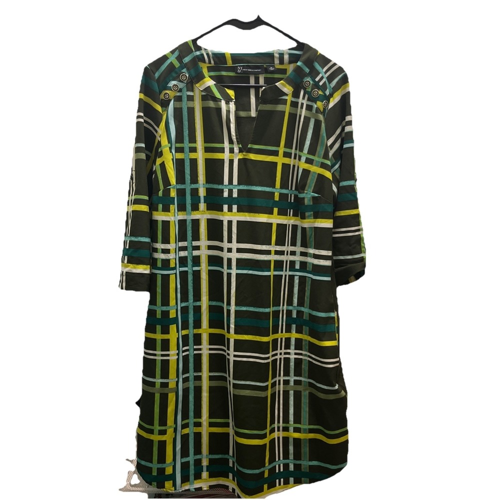 Boho Casual To Office Olive Green Dress With Adjustable Sleeve Easy Care Modern